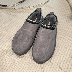 Grey Faux Fur Platform Slippers Tasman Style 10